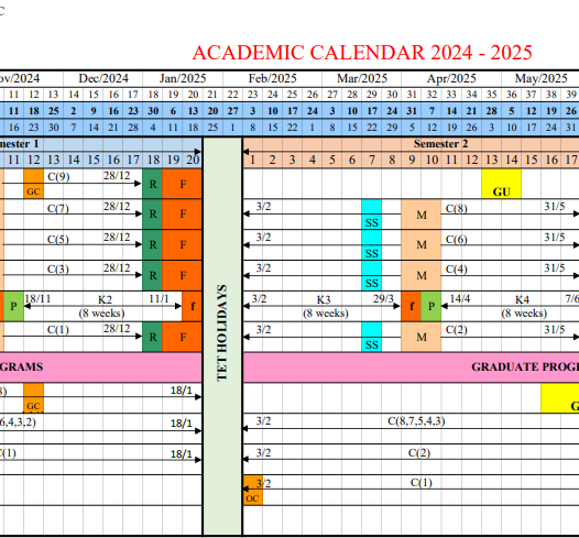 Kế hoạch tổ chức đào tạo năm học 2024-2025