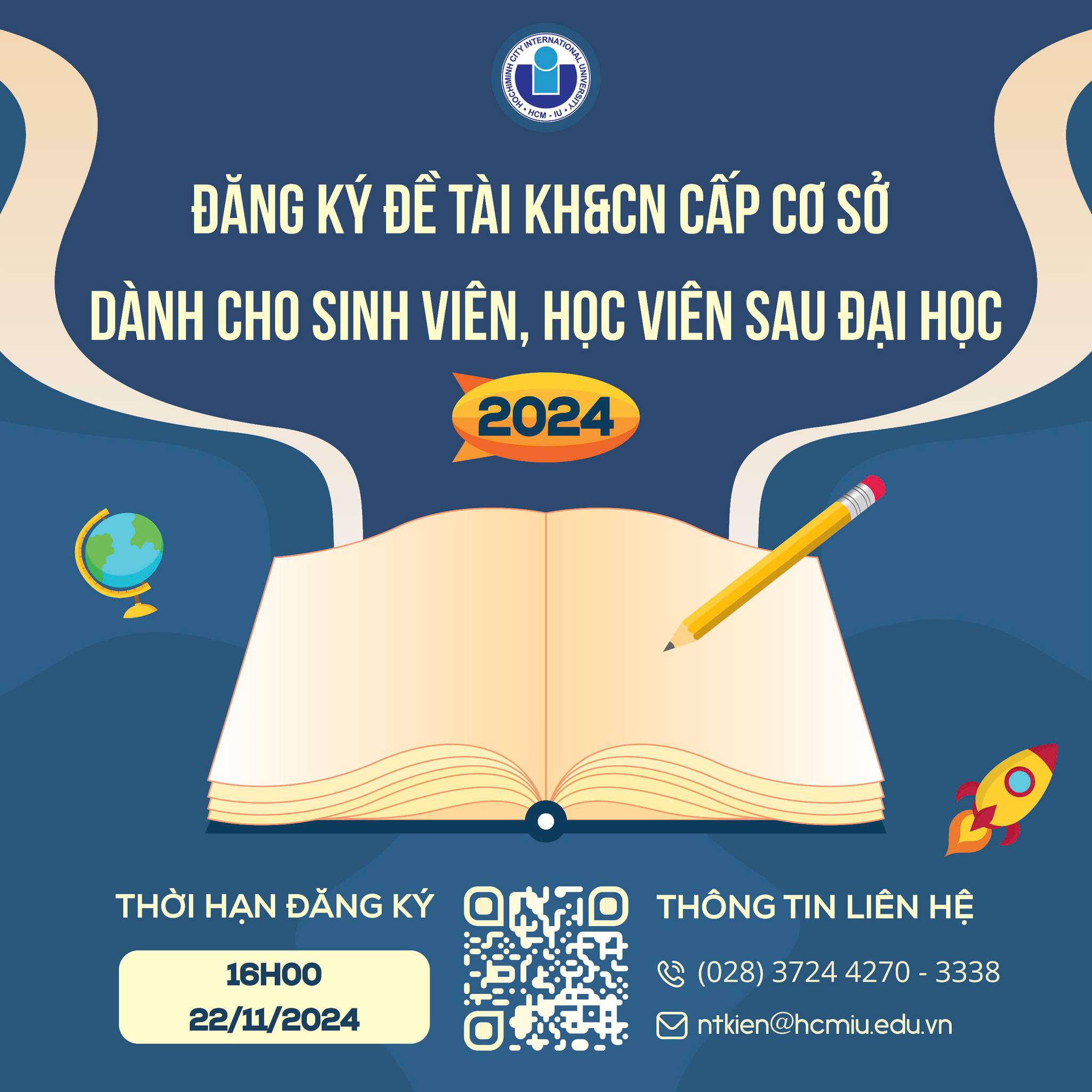 THÔNG BÁO ĐĂNG KÝ ĐỀ TÀI KH&CN CẤP CƠ SỞ DÀNH CHO SINH VIÊN NĂM 2024